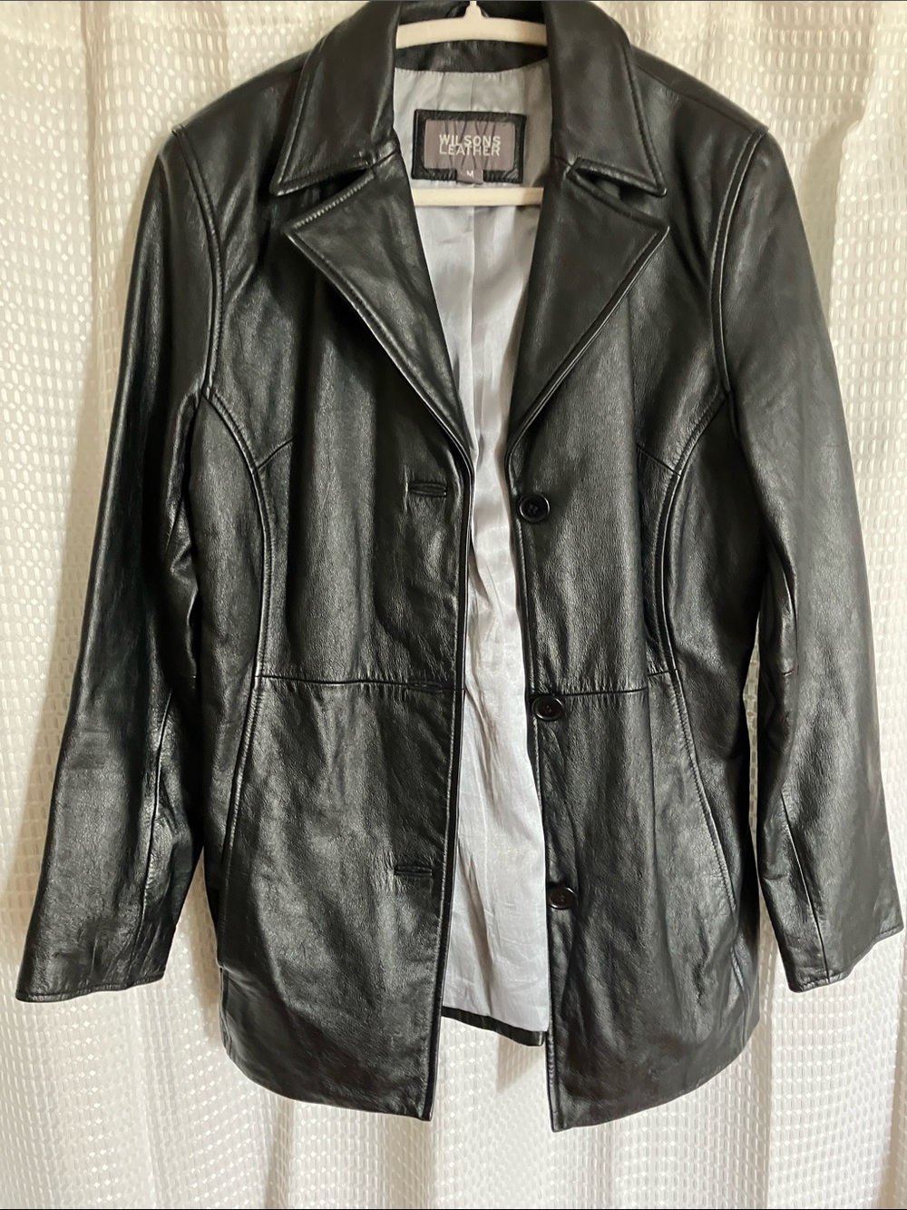 Wilsons Leather Women’s M Black Genuine Leather Blazer 3 Button Tailored